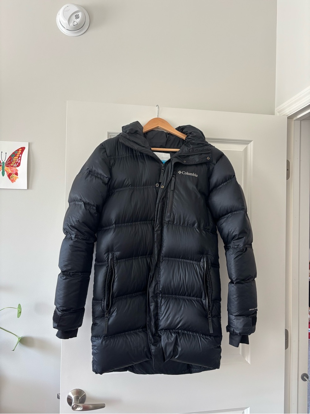 Columbia Black Jacket with Blue Logo Tag